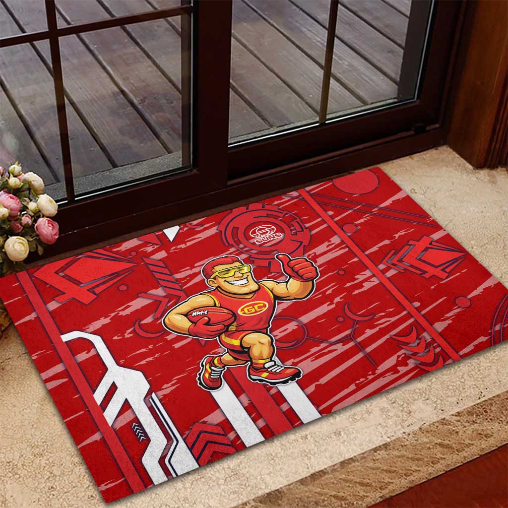 Gold Coast Suns Rubber Doormat Mascot Cartoon Football Illustration Style