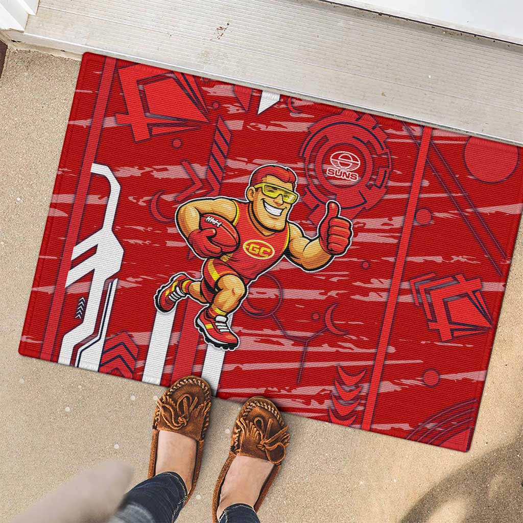 Gold Coast Suns Rubber Doormat Mascot Cartoon Football Illustration Style