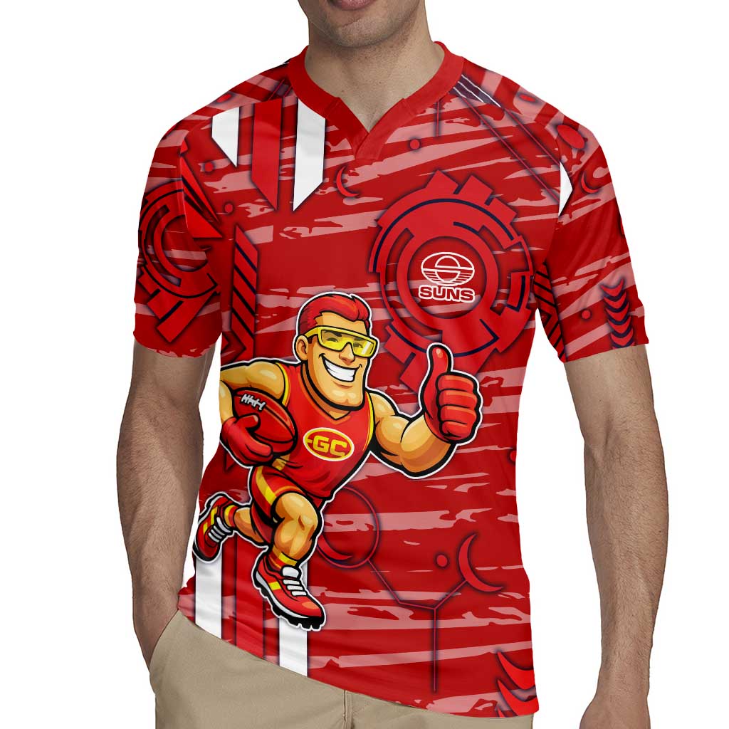 Gold Coast Suns Rugby Jersey Mascot Cartoon Football Illustration Style