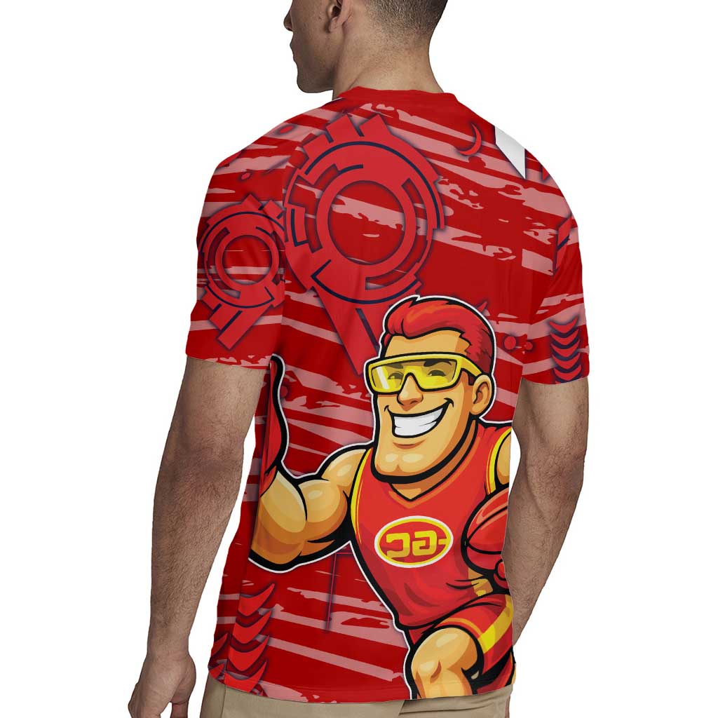 Gold Coast Suns Rugby Jersey Mascot Cartoon Football Illustration Style