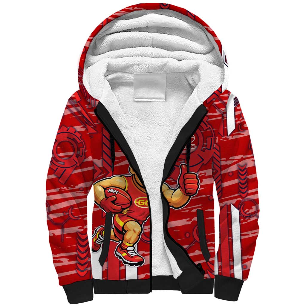Gold Coast Suns Sherpa Hoodie Mascot Cartoon Football Illustration Style