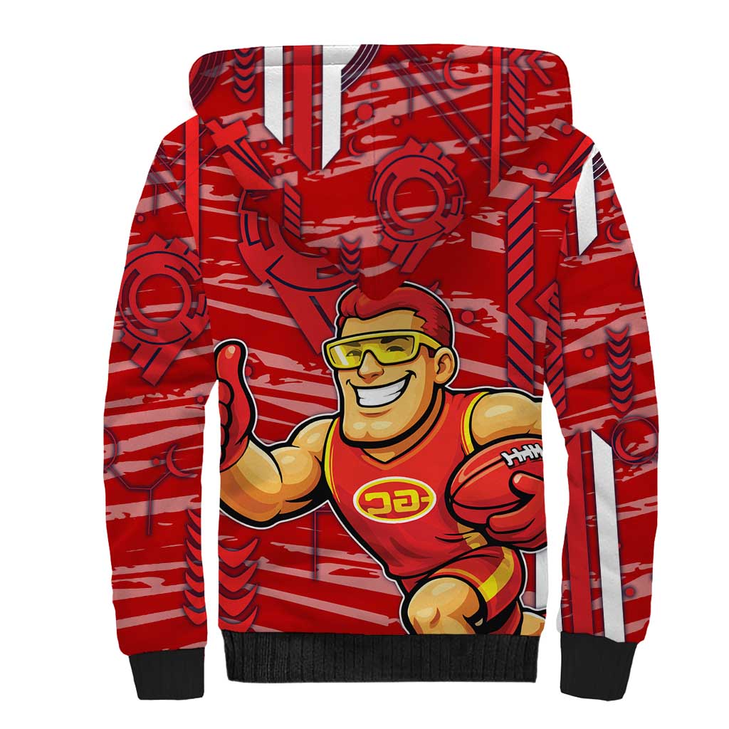 Gold Coast Suns Sherpa Hoodie Mascot Cartoon Football Illustration Style