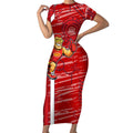 Gold Coast Suns Short Sleeve Bodycon Dress Mascot Cartoon Football Illustration Style