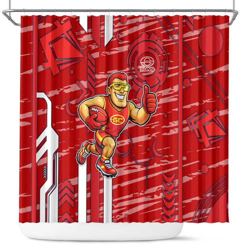 Gold Coast Suns Shower Curtain Mascot Cartoon Football Illustration Style