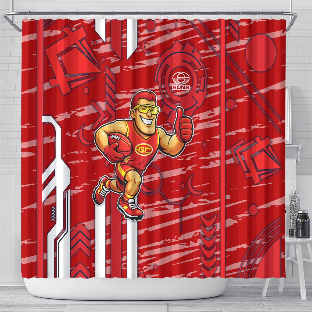 Gold Coast Suns Shower Curtain Mascot Cartoon Football Illustration Style