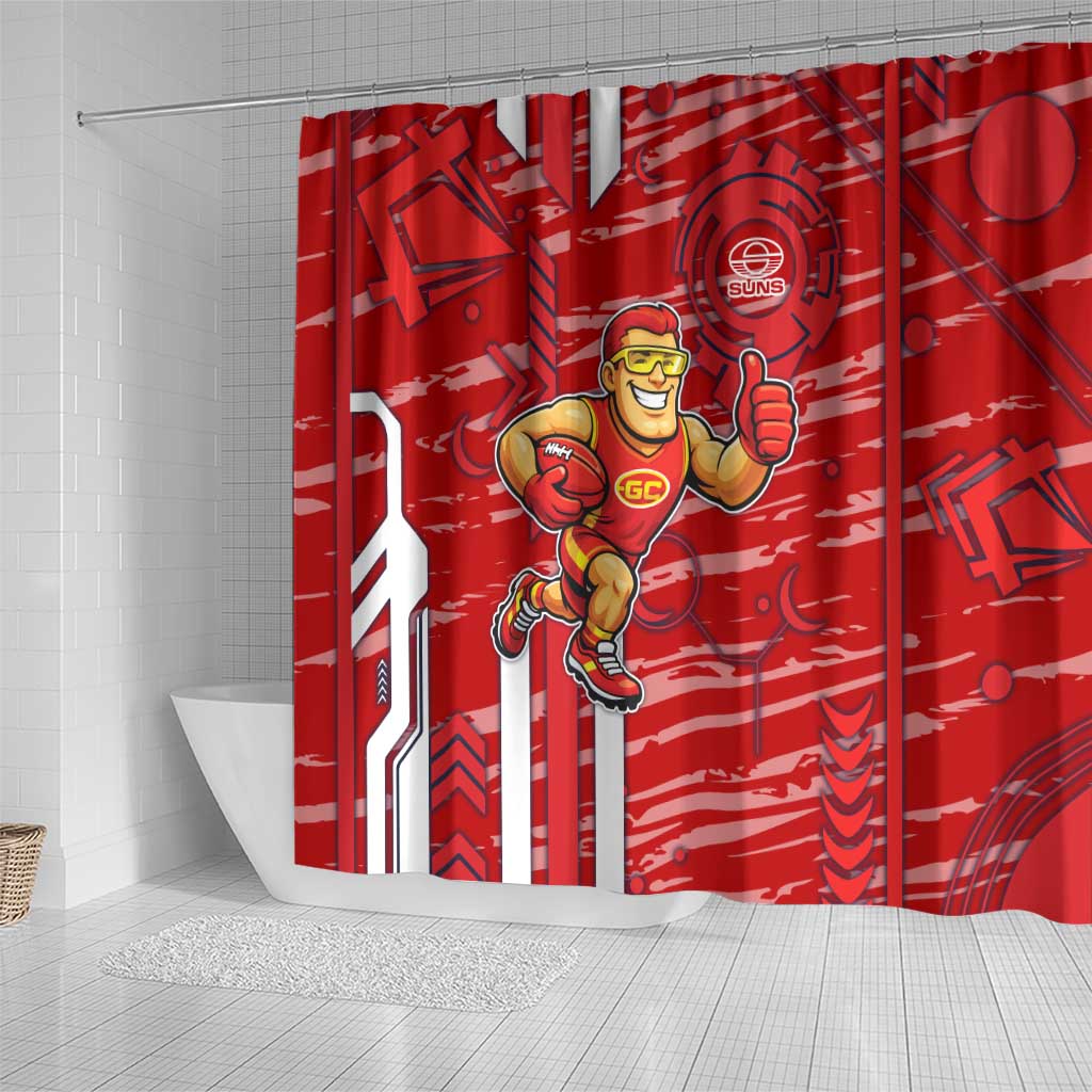 Gold Coast Suns Shower Curtain Mascot Cartoon Football Illustration Style