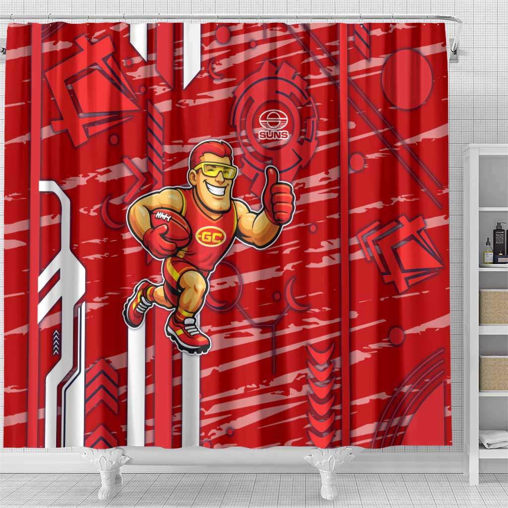 Gold Coast Suns Shower Curtain Mascot Cartoon Football Illustration Style