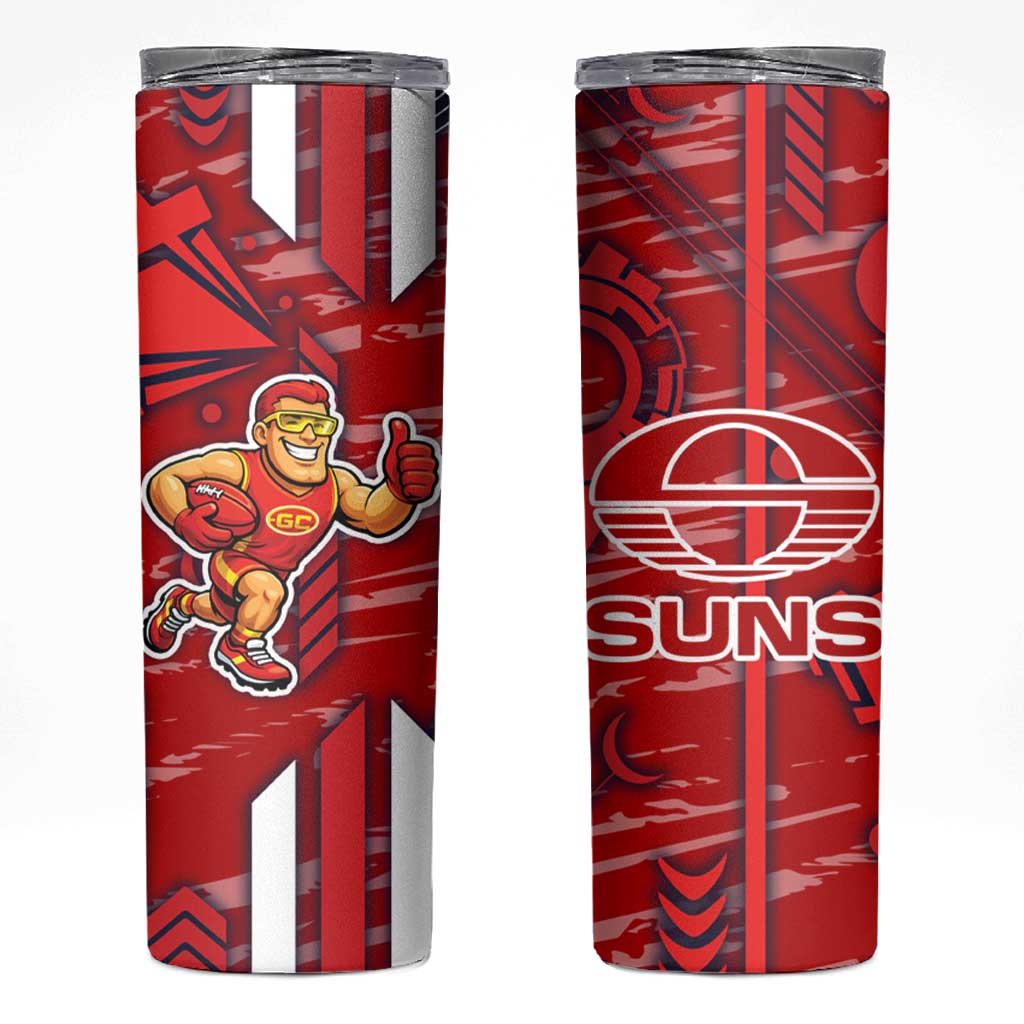 Gold Coast Suns Skinny Tumbler Mascot Cartoon Football Illustration Style