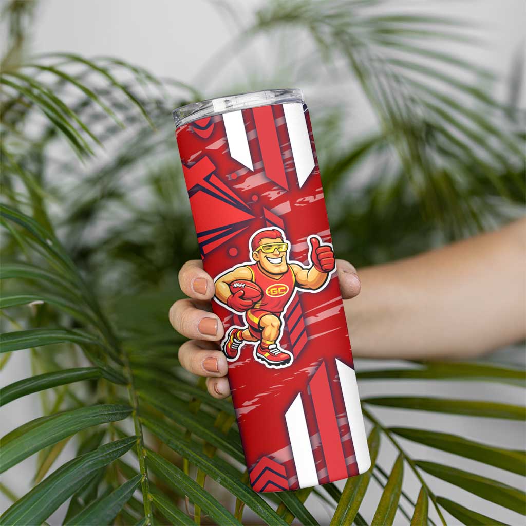 Gold Coast Suns Skinny Tumbler Mascot Cartoon Football Illustration Style