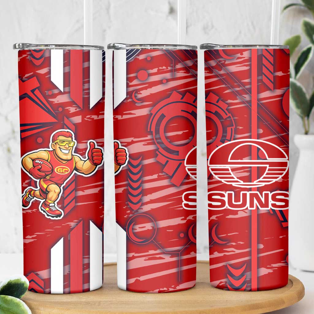 Gold Coast Suns Skinny Tumbler Mascot Cartoon Football Illustration Style