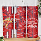 Gold Coast Suns Skinny Tumbler Mascot Cartoon Football Illustration Style