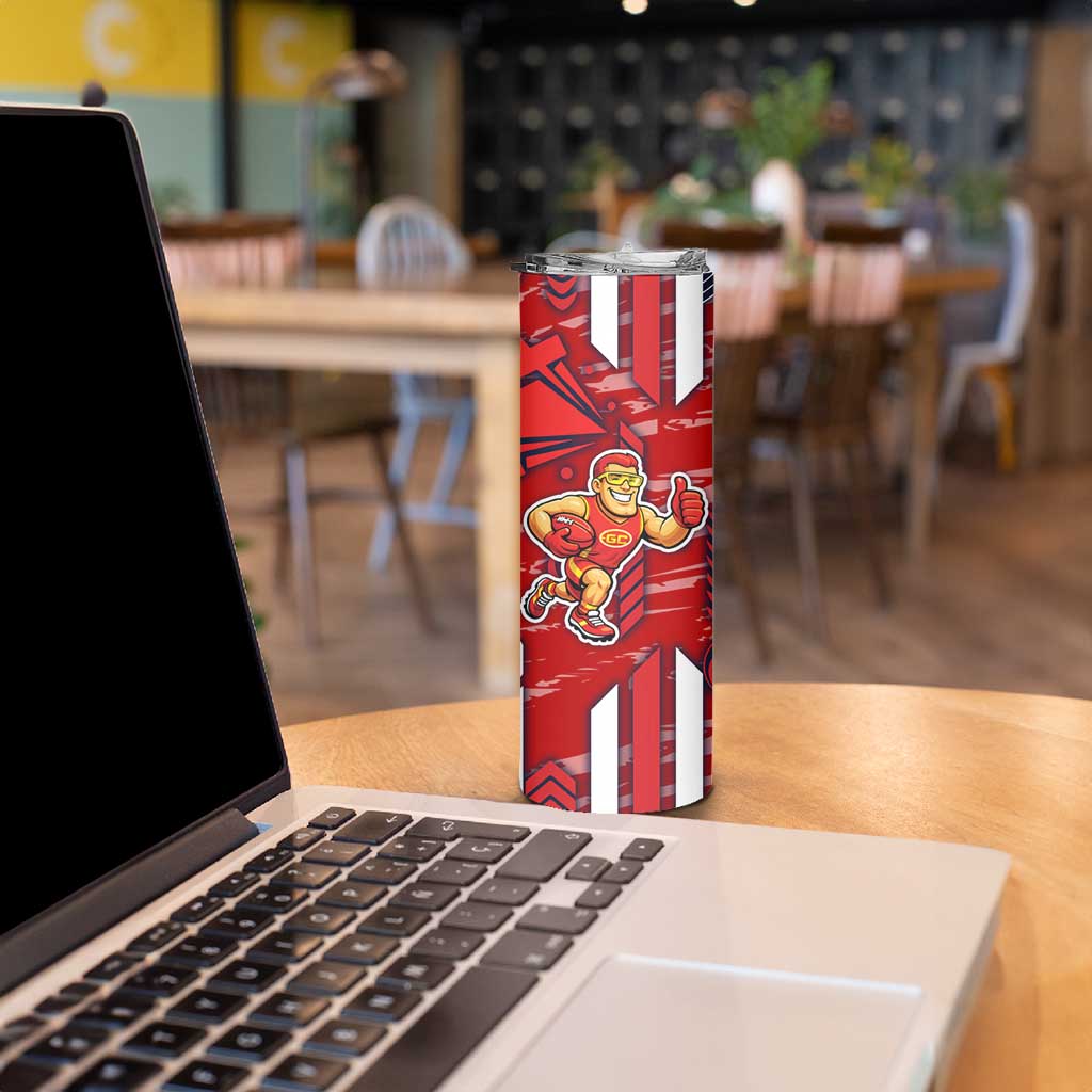 Gold Coast Suns Skinny Tumbler Mascot Cartoon Football Illustration Style