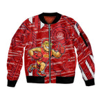 Gold Coast Suns Sleeve Zip Bomber Jacket Mascot Cartoon Football Illustration Style