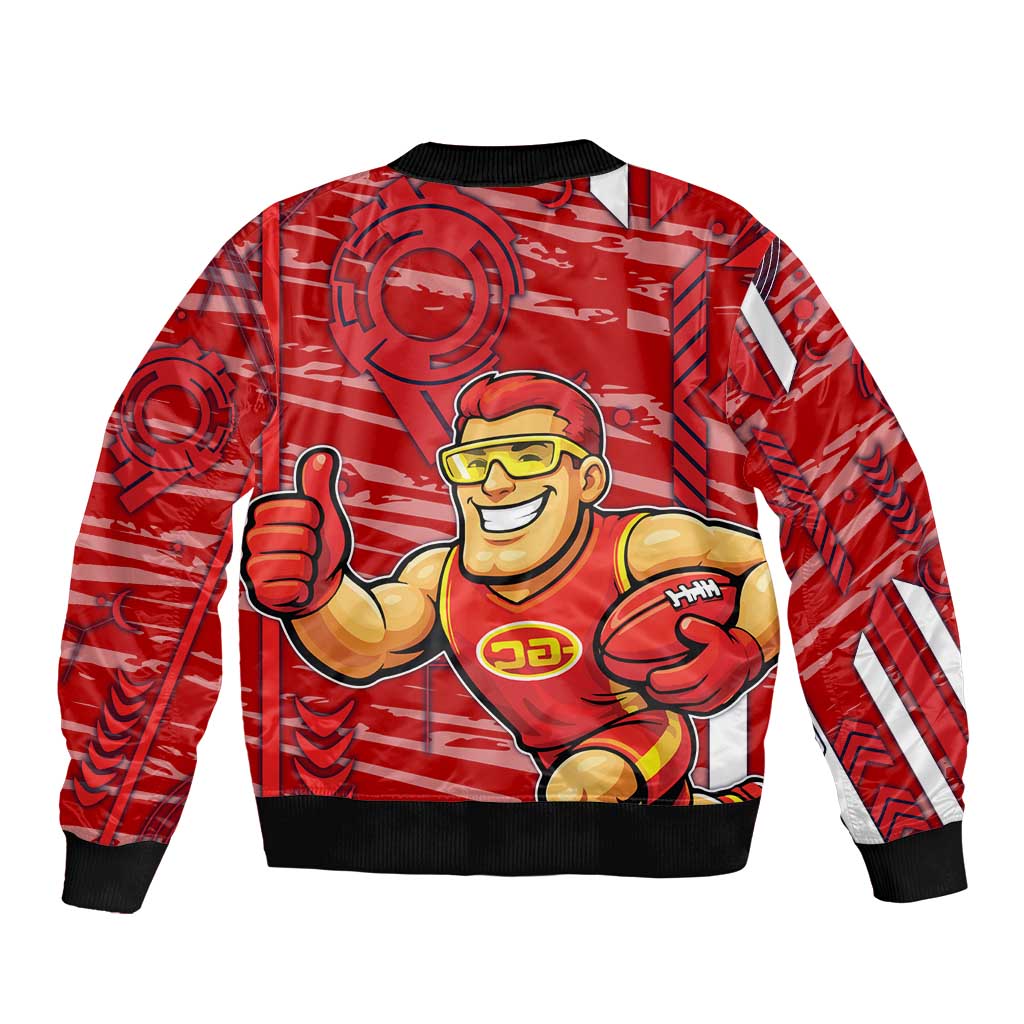 Gold Coast Suns Sleeve Zip Bomber Jacket Mascot Cartoon Football Illustration Style