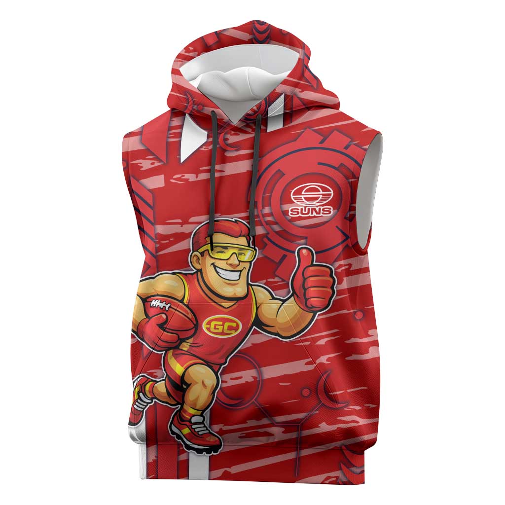 Gold Coast Suns Sleeveless Hoodie Mascot Cartoon Football Illustration Style