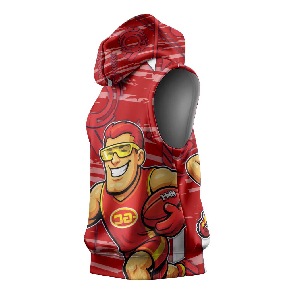 Gold Coast Suns Sleeveless Hoodie Mascot Cartoon Football Illustration Style