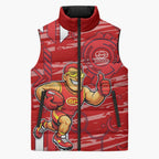 Gold Coast Suns Sleeveless Puffer Jacket Mascot Cartoon Football Illustration Style