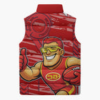 Gold Coast Suns Sleeveless Puffer Jacket Mascot Cartoon Football Illustration Style