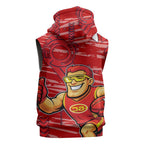 Gold Coast Suns Sleeveless Zip Hoodie Mascot Cartoon Football Illustration Style