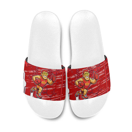 Gold Coast Suns Slide Sandals Mascot Cartoon Football Illustration Style