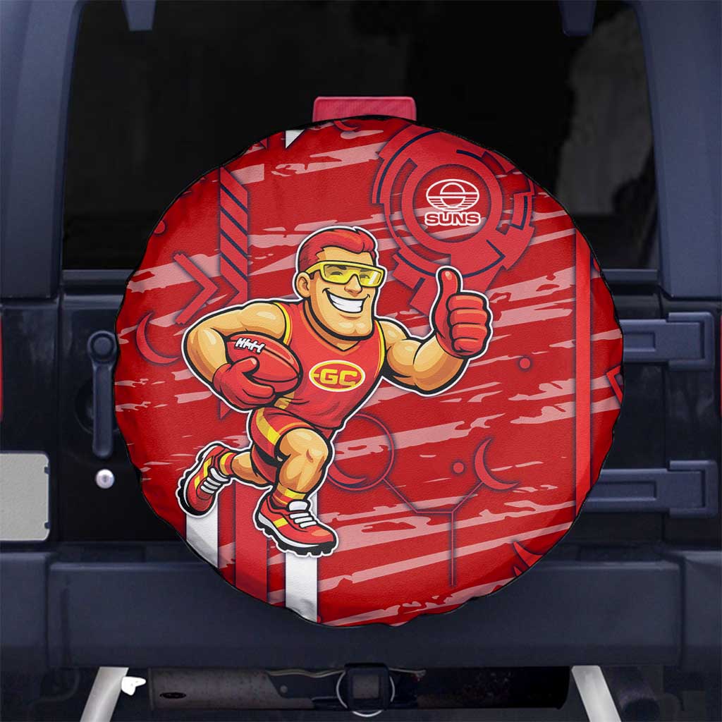 Gold Coast Suns Spare Tire Cover Mascot Cartoon Football Illustration Style