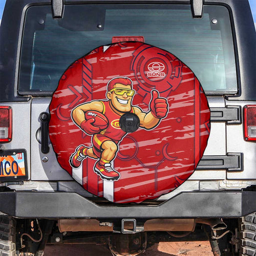 Gold Coast Suns Spare Tire Cover Mascot Cartoon Football Illustration Style