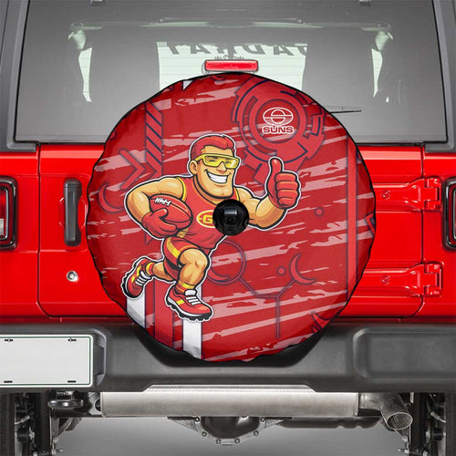 Gold Coast Suns Spare Tire Cover Mascot Cartoon Football Illustration Style