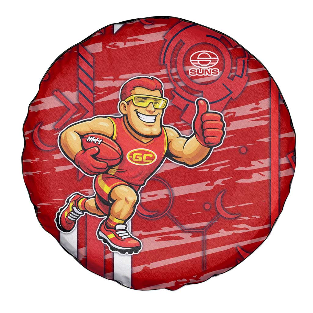 Gold Coast Suns Spare Tire Cover Mascot Cartoon Football Illustration Style