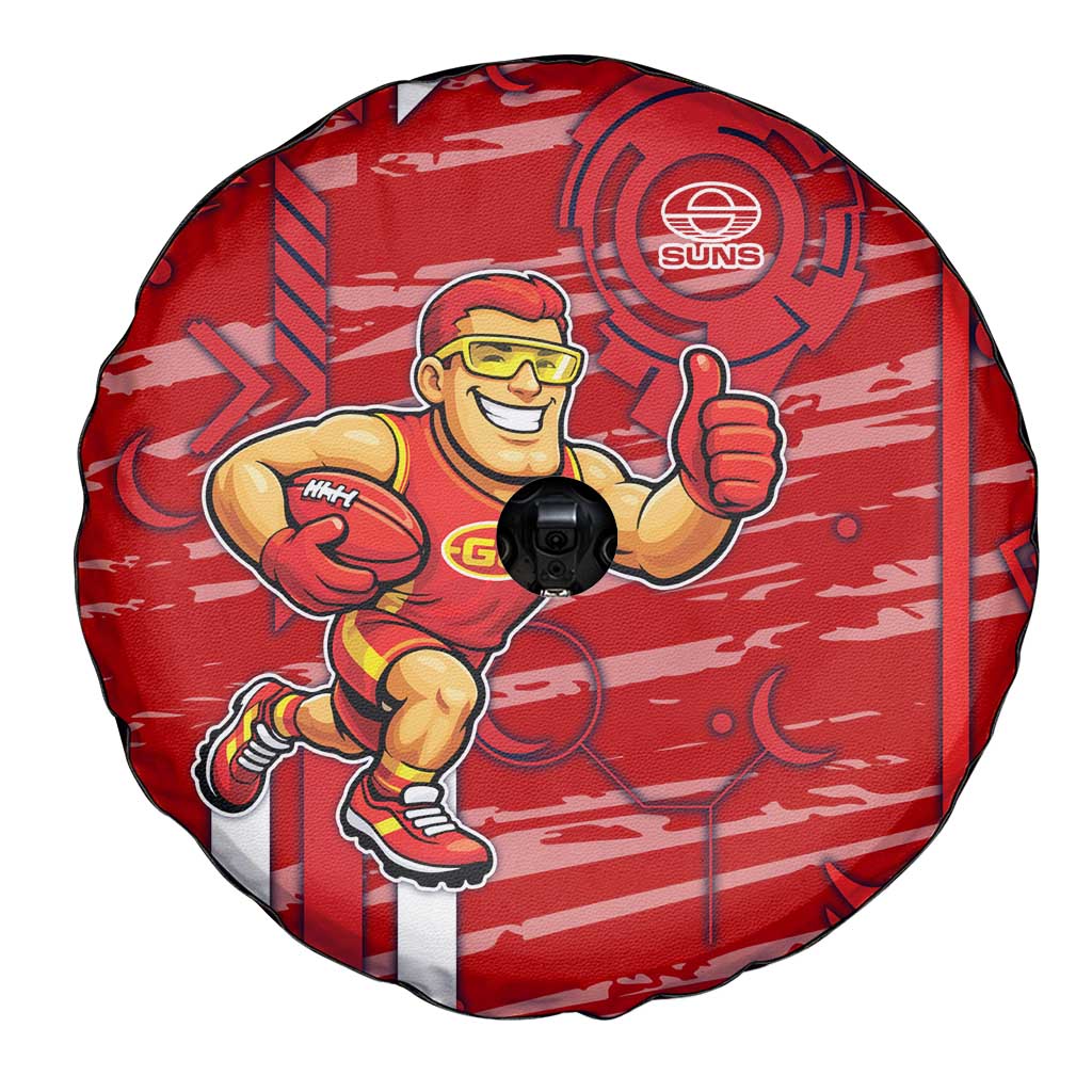 Gold Coast Suns Spare Tire Cover Mascot Cartoon Football Illustration Style