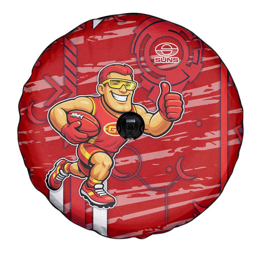 Gold Coast Suns Spare Tire Cover Mascot Cartoon Football Illustration Style