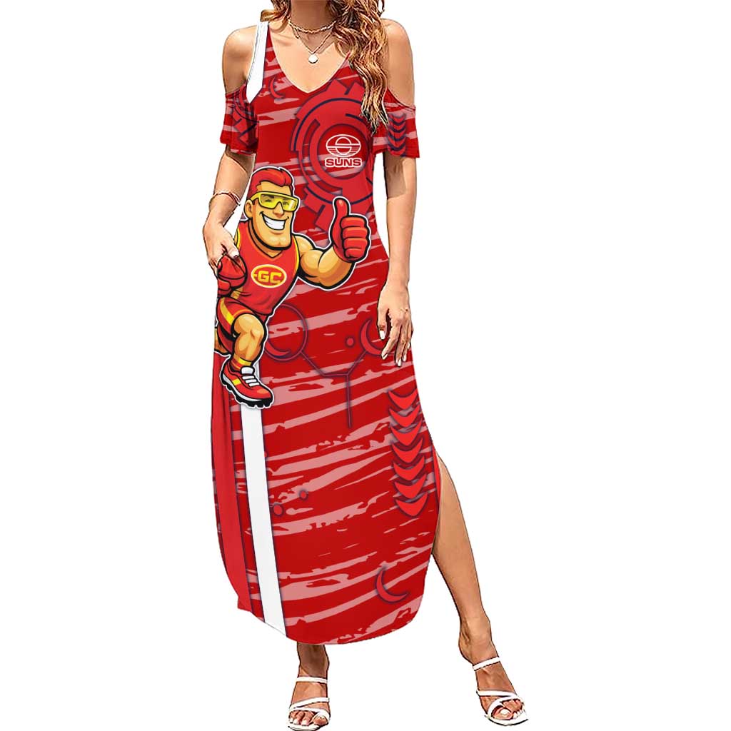 Gold Coast Suns Summer Maxi Dress Mascot Cartoon Football Illustration Style