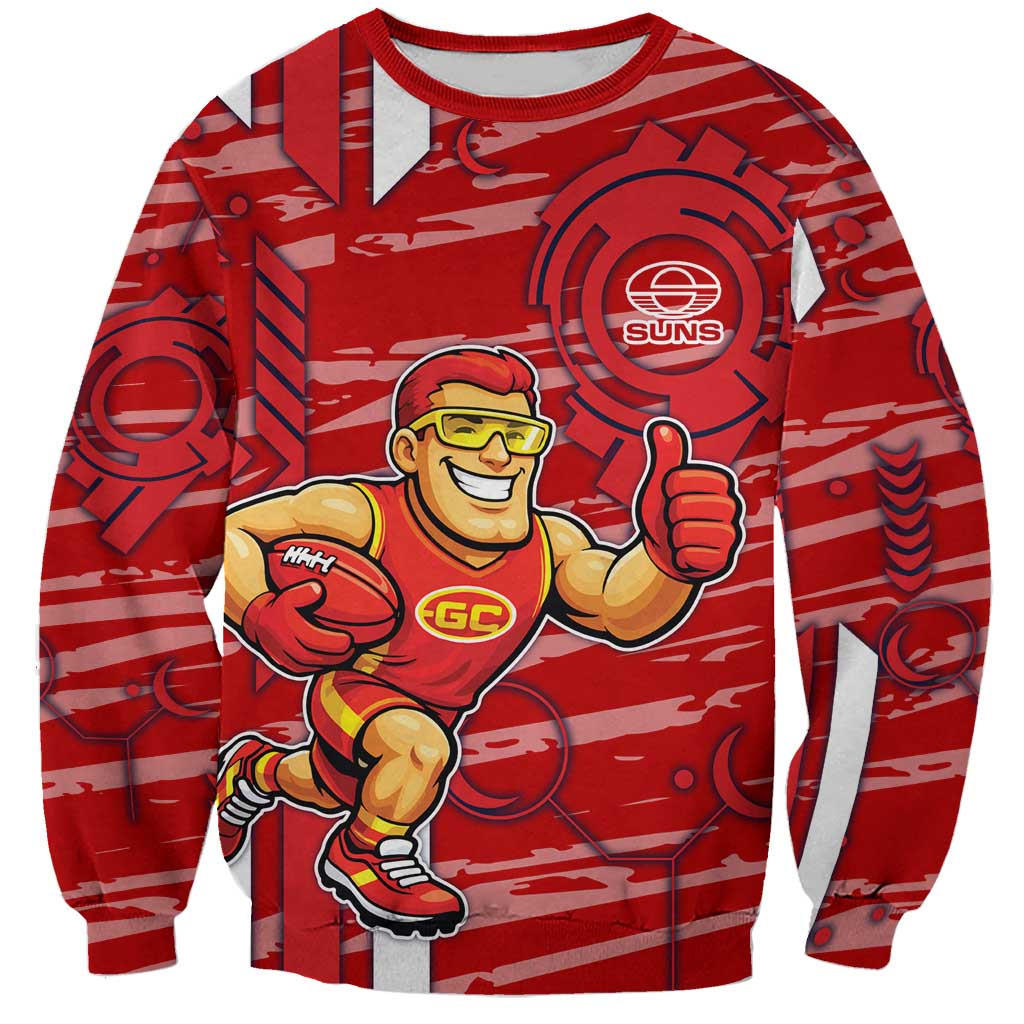 Gold Coast Suns Sweatshirt Mascot Cartoon Football Illustration Style