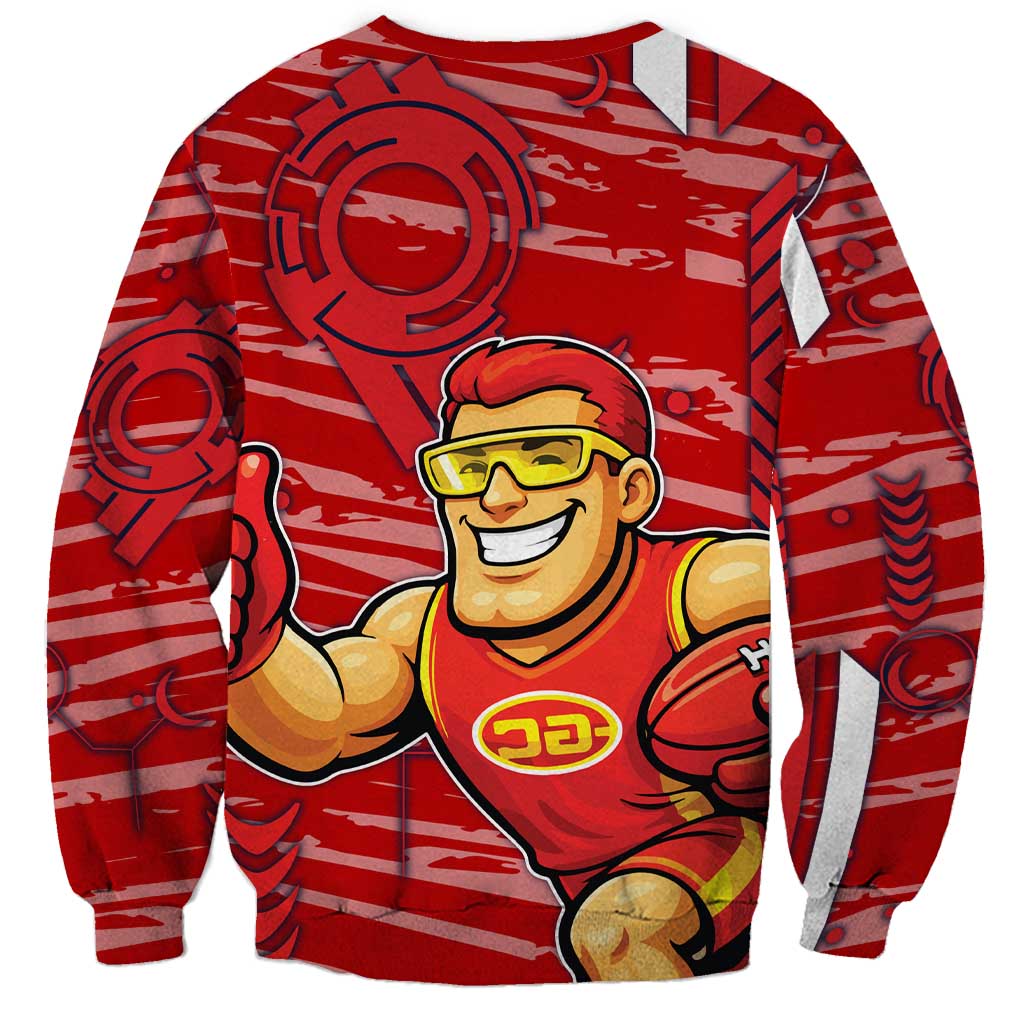 Gold Coast Suns Sweatshirt Mascot Cartoon Football Illustration Style