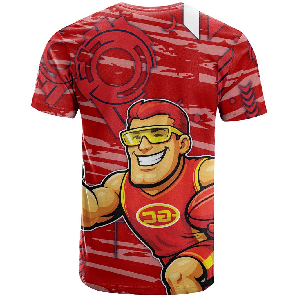 Gold Coast Suns T Shirt Mascot Cartoon Football Illustration Style