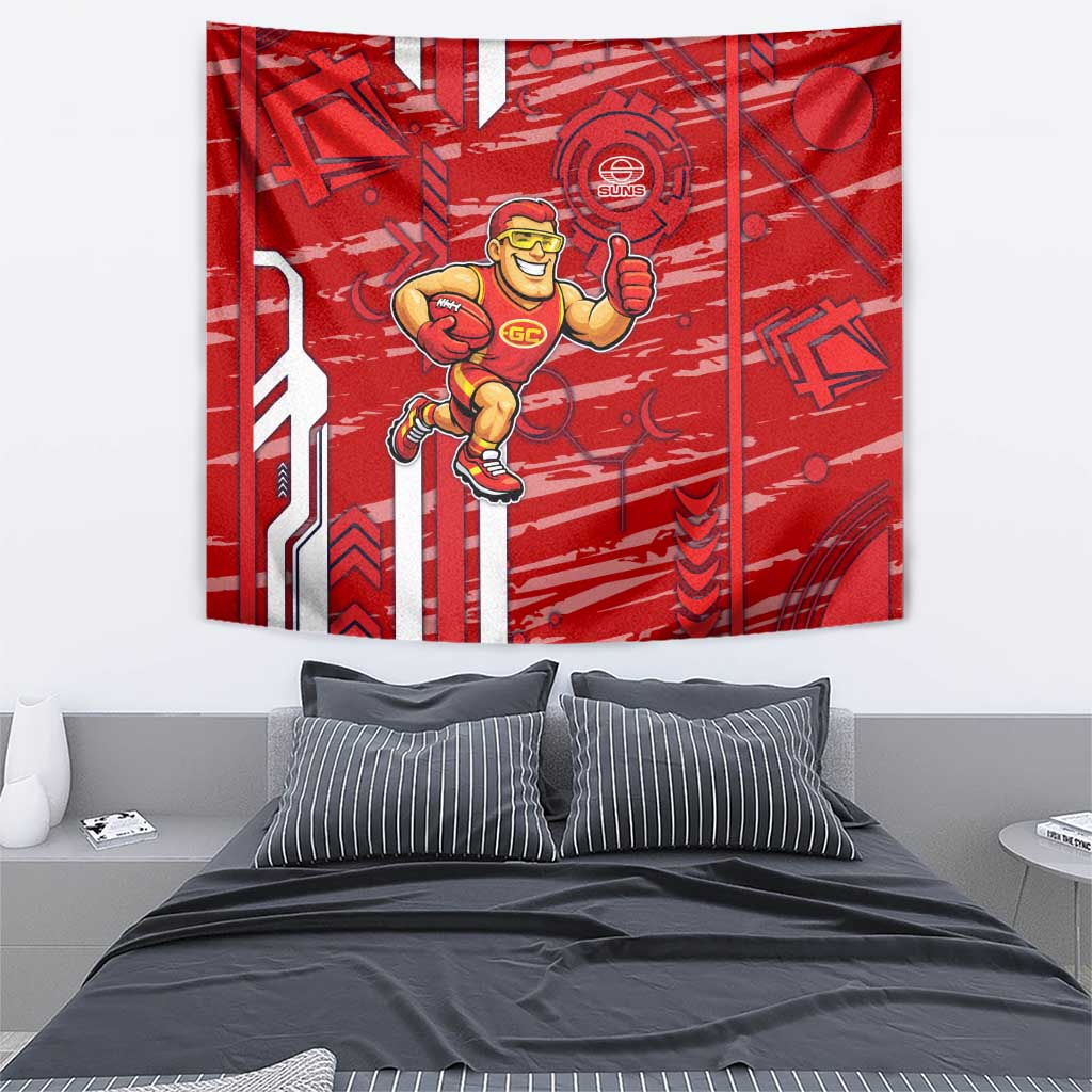Gold Coast Suns Tapestry Mascot Cartoon Football Illustration Style