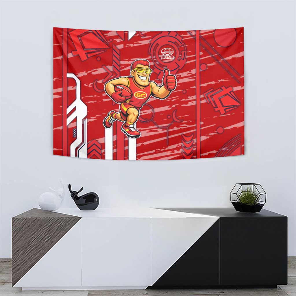 Gold Coast Suns Tapestry Mascot Cartoon Football Illustration Style