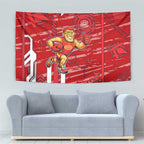 Gold Coast Suns Tapestry Mascot Cartoon Football Illustration Style