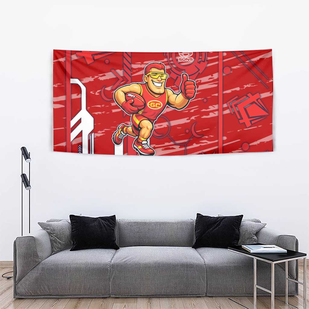 Gold Coast Suns Tapestry Mascot Cartoon Football Illustration Style