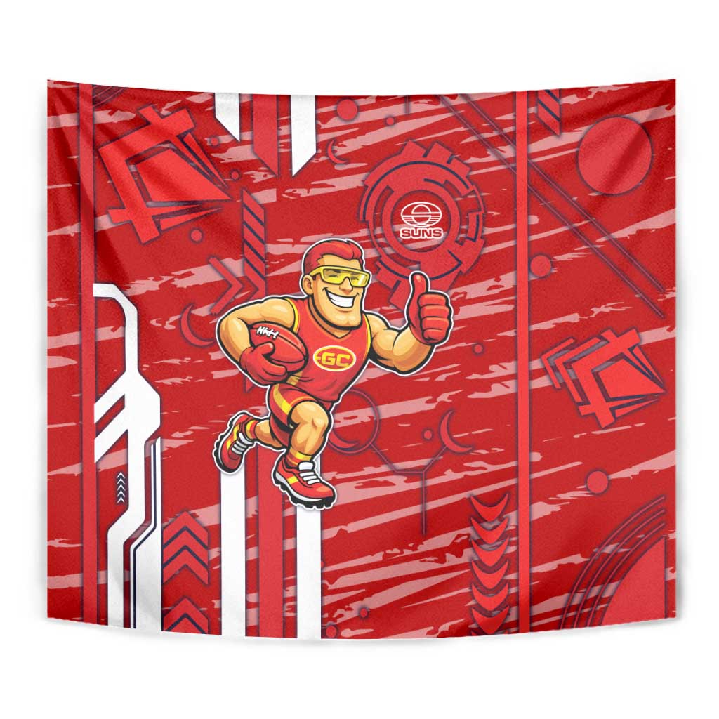 Gold Coast Suns Tapestry Mascot Cartoon Football Illustration Style