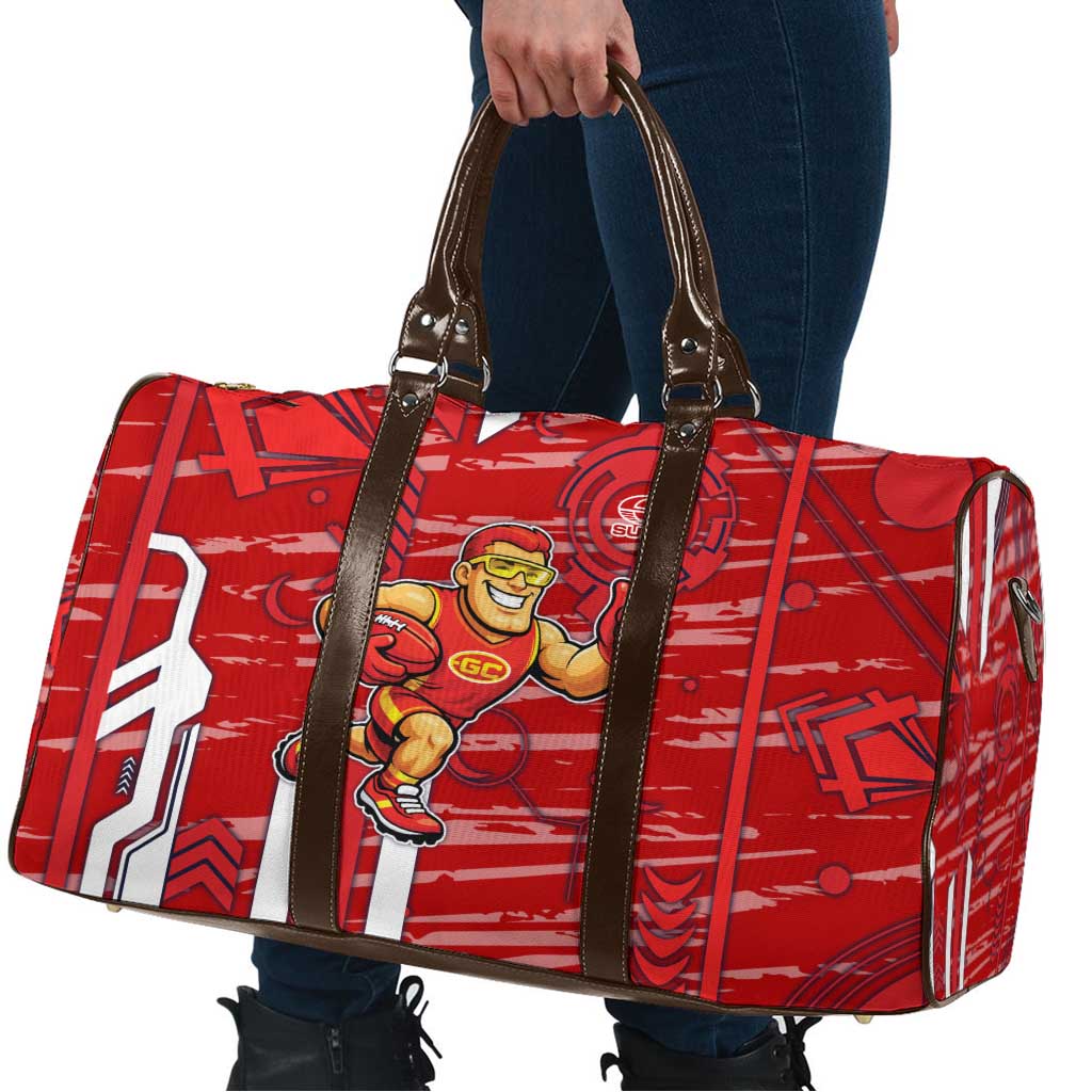 Gold Coast Suns Travel Bag Mascot Cartoon Football Illustration Style