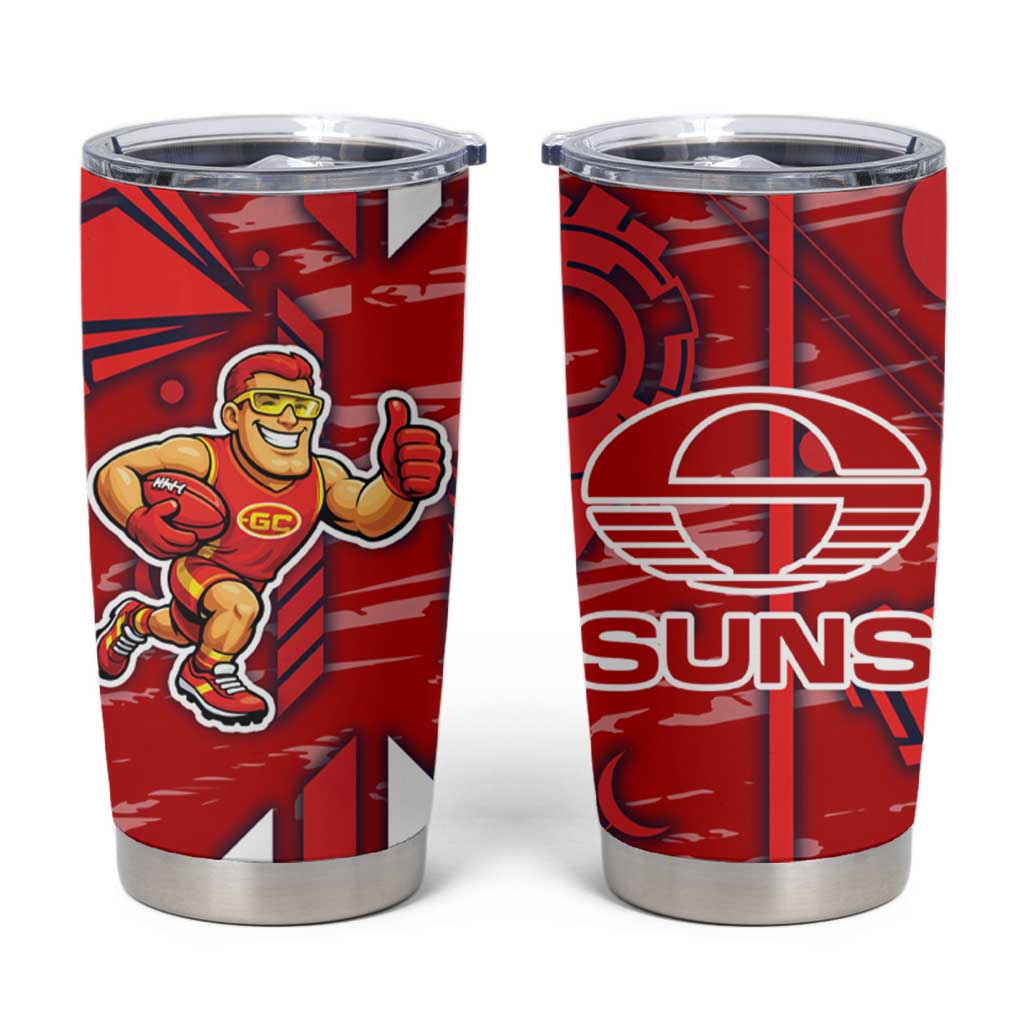 Gold Coast Suns Tumbler Cup Mascot Cartoon Football Illustration Style