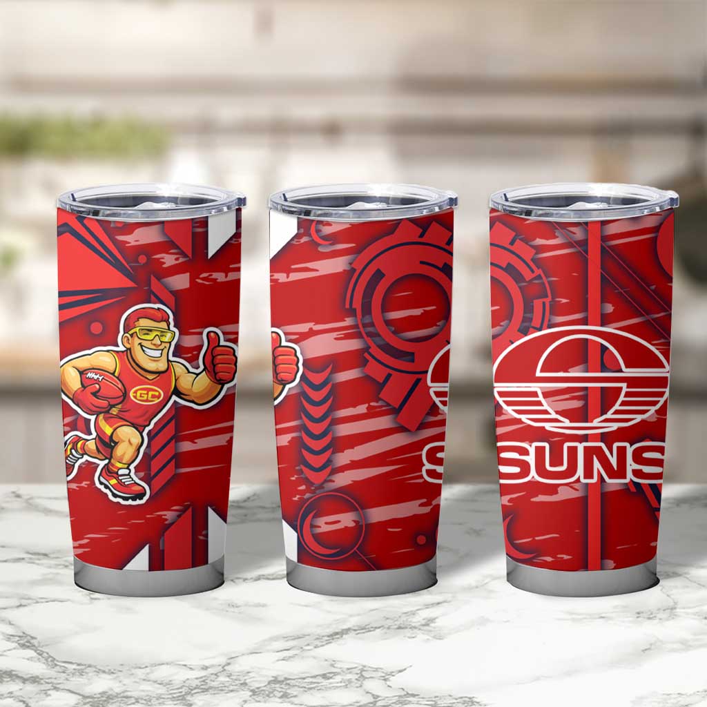 Gold Coast Suns Tumbler Cup Mascot Cartoon Football Illustration Style