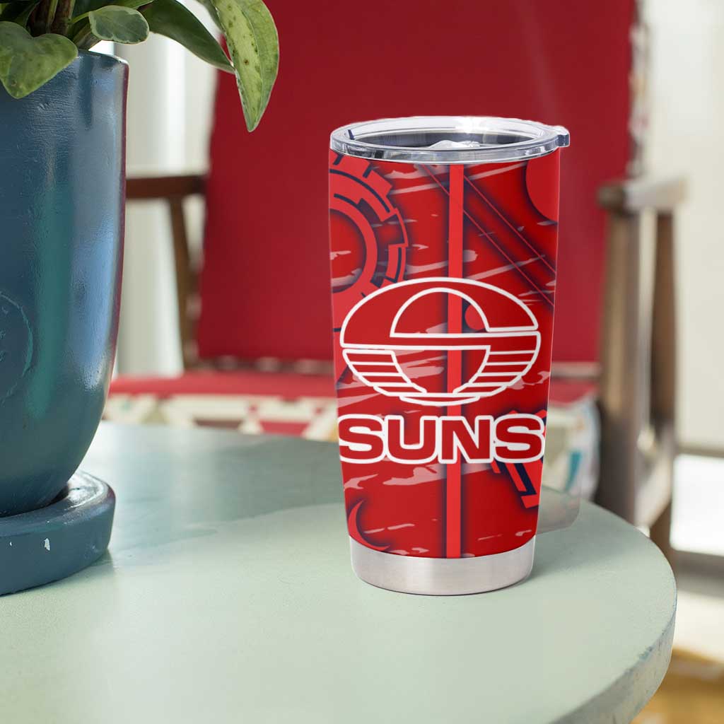 Gold Coast Suns Tumbler Cup Mascot Cartoon Football Illustration Style
