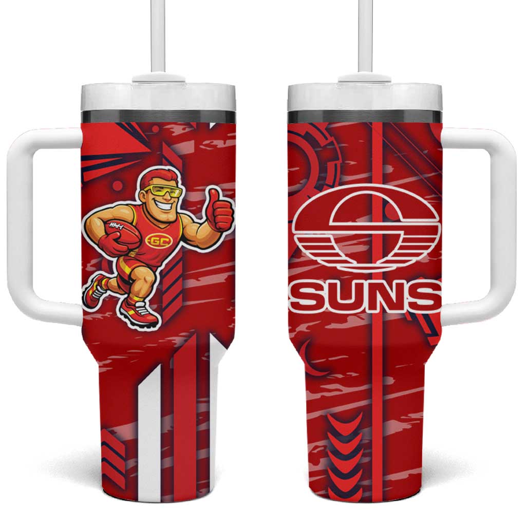 Gold Coast Suns Tumbler With Handle Mascot Cartoon Football Illustration Style