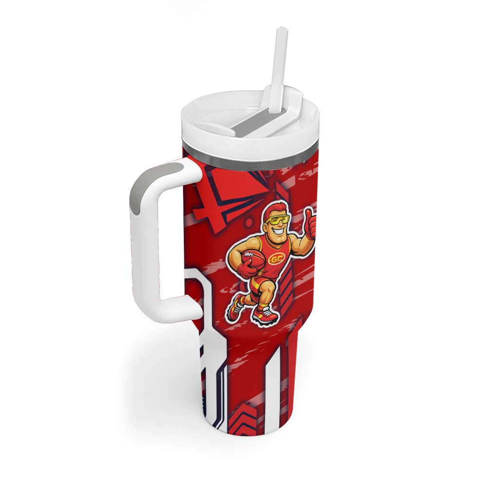 Gold Coast Suns Tumbler With Handle Mascot Cartoon Football Illustration Style
