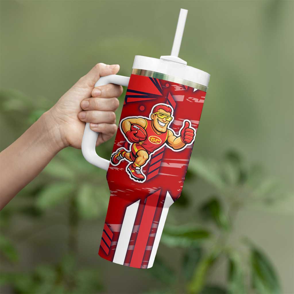 Gold Coast Suns Tumbler With Handle Mascot Cartoon Football Illustration Style
