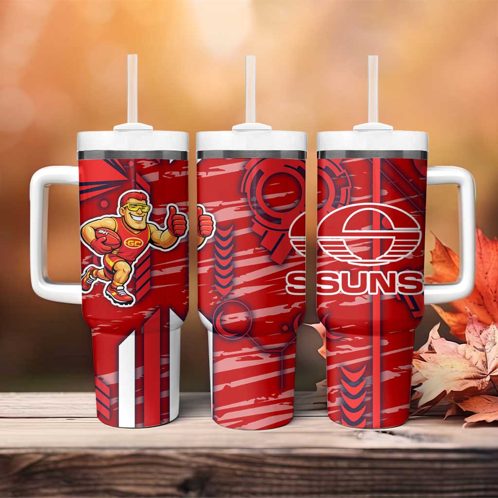 Gold Coast Suns Tumbler With Handle Mascot Cartoon Football Illustration Style