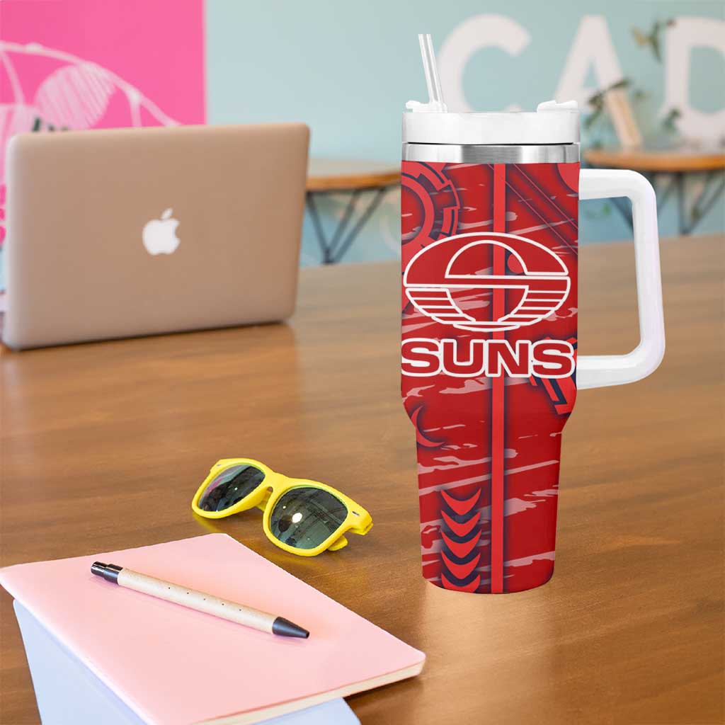 Gold Coast Suns Tumbler With Handle Mascot Cartoon Football Illustration Style