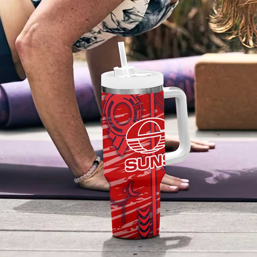 Gold Coast Suns Tumbler With Handle Mascot Cartoon Football Illustration Style
