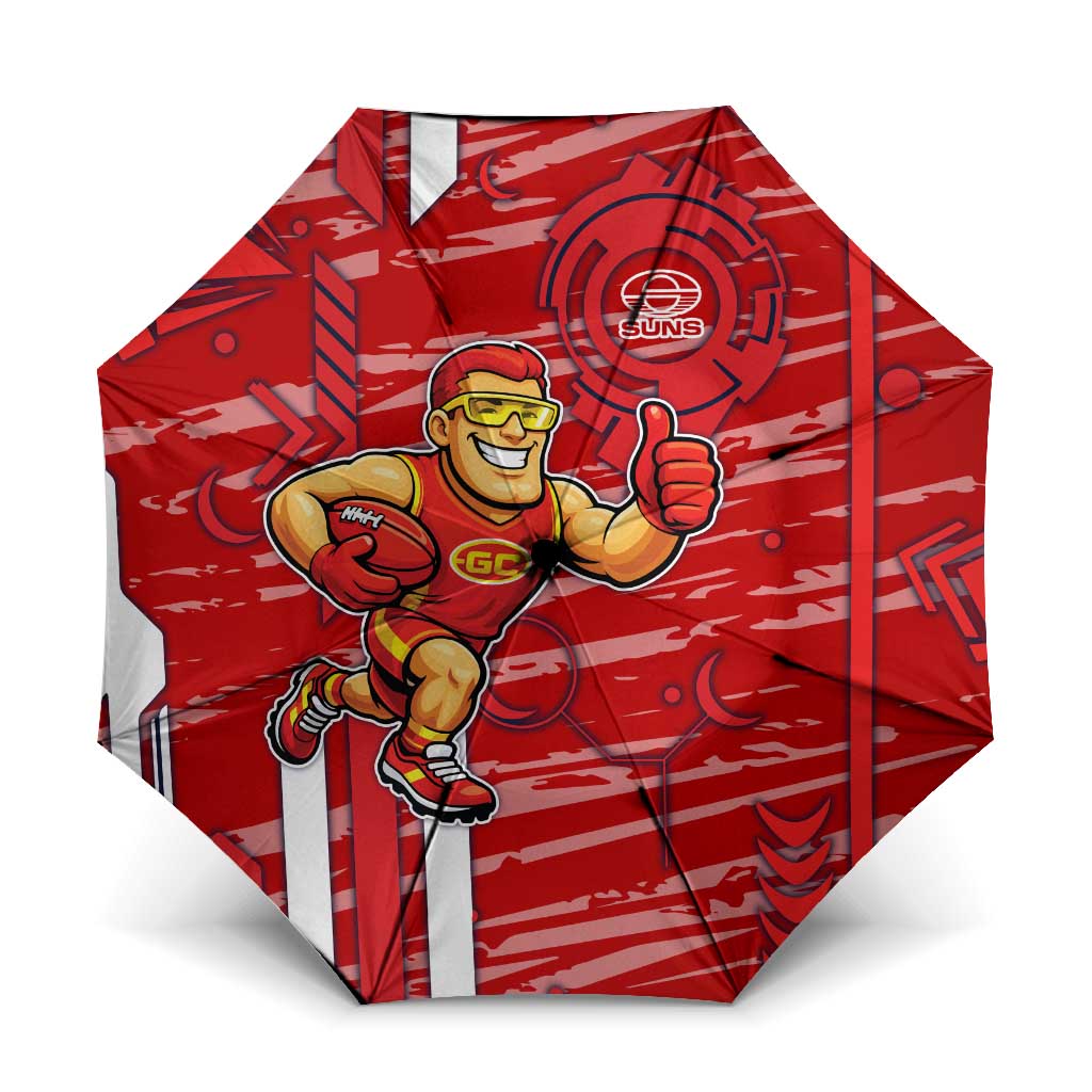 Gold Coast Suns Umbrella Mascot Cartoon Football Illustration Style
